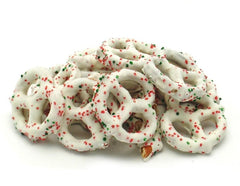 Yogurt Covered Pretzels with Red and Green Sprinkles - 1 lb (16 oz) T.M. Ward Coffee Company